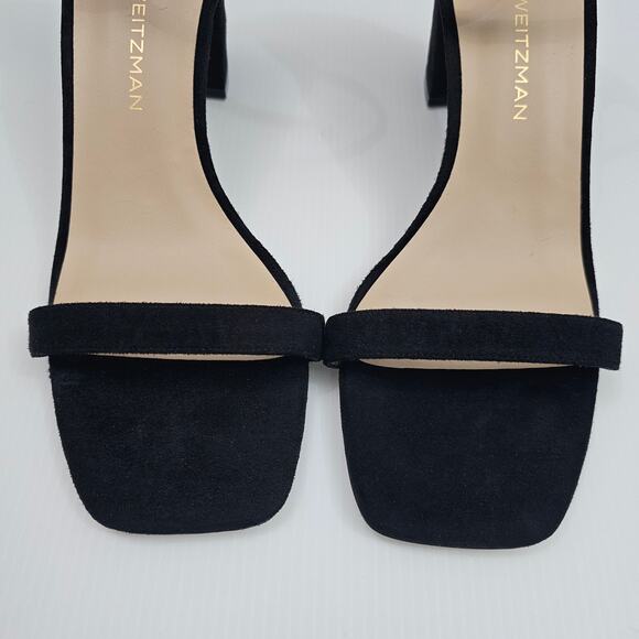 Stuart Weitzman Nudistcurve 75 Sandal Womens 9.5 Black Suede Block Heel Strappy - Picture 5 of 16